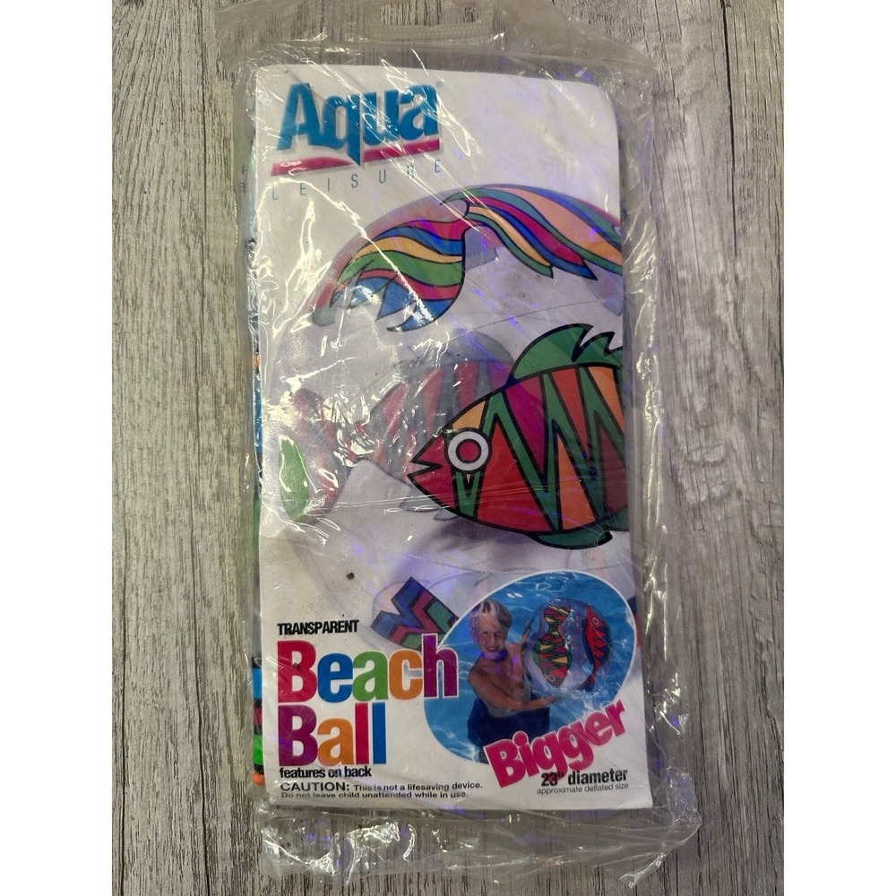 VTG Aqua Leisure RETRO FISH Clear Beach Ball 23"